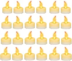 Relaxdays 24 X Bougies Chauffe-plat LED Dans Un Ensemble De Bougies Chauffe-plat - éclairage De Fête - Atmosphérique - Blanc