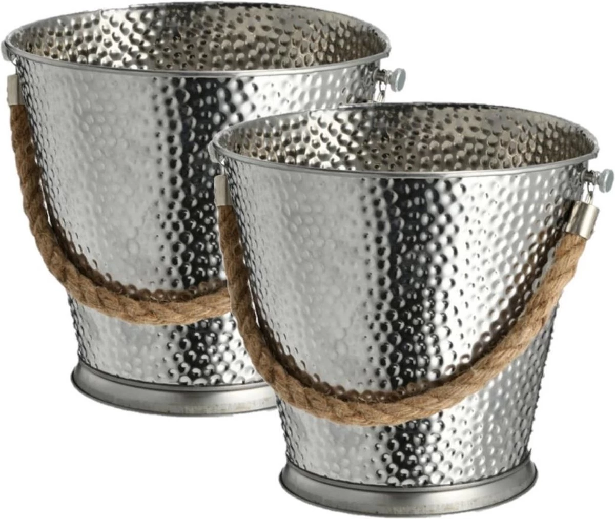 Set De 2x Seau à Champagne/seau à Glace En Inox Avec Anse En Corde 5 Litres - 5000 Ml - Seau à Boisson /seau à Glace 3 Set De 2x Seau à Champagne/seau à Glace En Inox Avec Anse En Corde 5 Litres - 5000 Ml - Seau à Boisson /seau à Glace