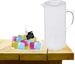 Carafe à Jus/pichet En Plastique Avec Couvercle 1950 Ml Transparent Avec 18 Glaçons Réutilisables - Servir Des Boissons Fraîches