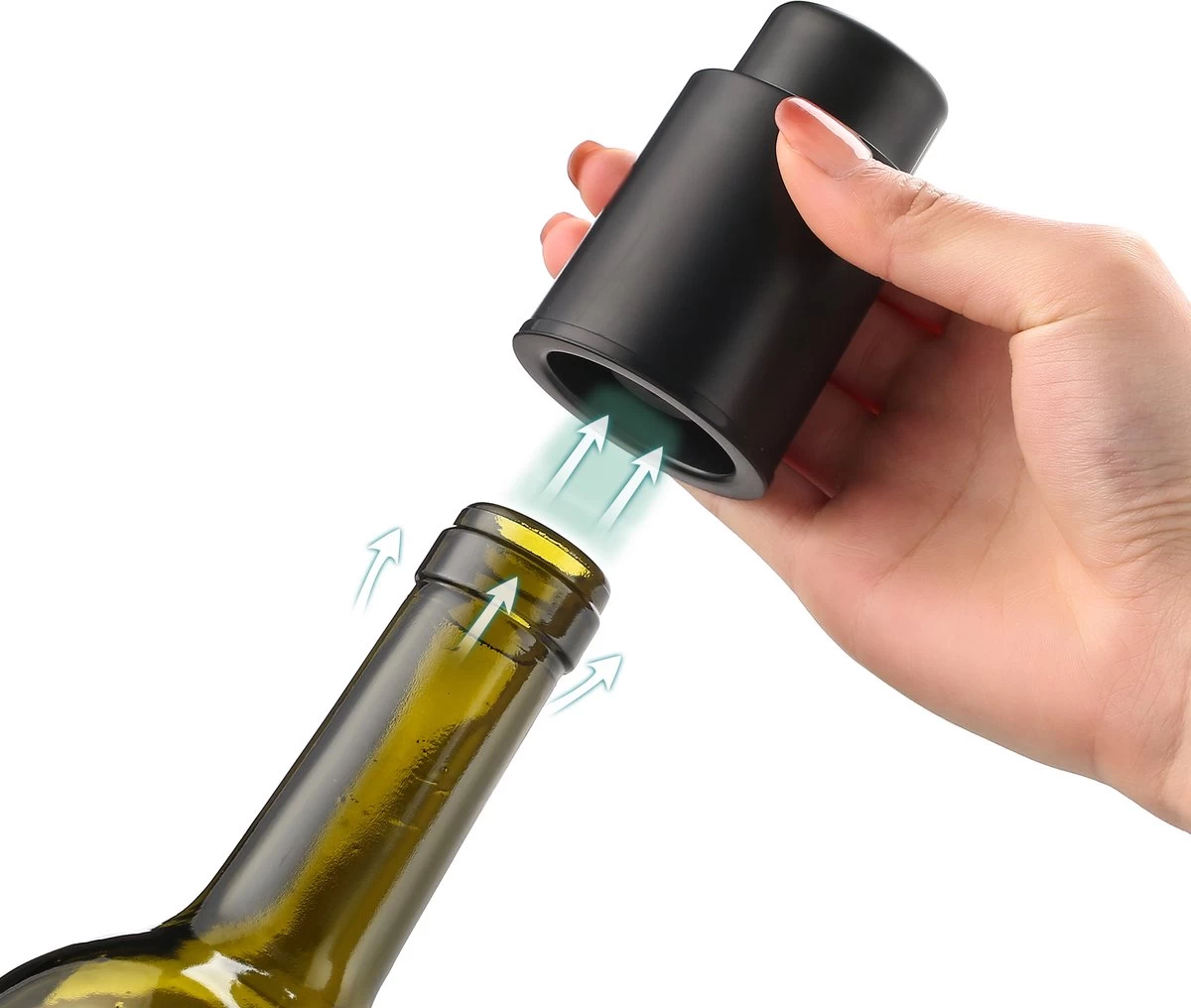 Behave Vin Stopper - Pompe à Vide à Vin - Vin Cap - Bouchon à Vin - économiseur De Vin - Bouchon De Bouteilles - Noir 9 Behave Vin Stopper - Pompe à Vide à Vin - Vin Cap - Bouchon à Vin - économiseur De Vin - Bouchon De Bouteilles - Noir – Image 7