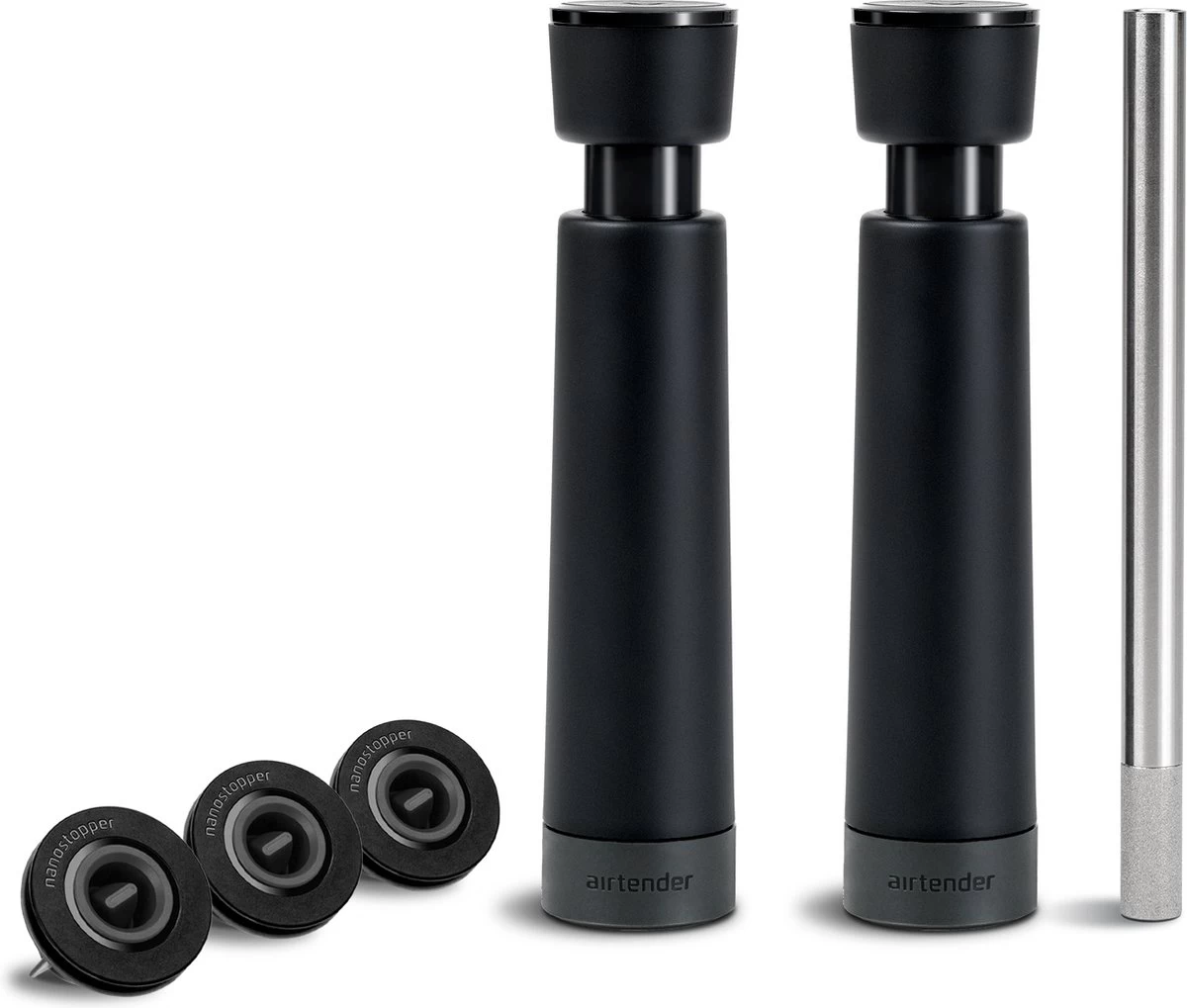 Airtender Vin Aerated And Vacuum Set - Aérateur De Vin - Pompe à Vin - Stockage Sous Vide - Décanteur - Acier Inoxydable 4 Airtender Vin Aerated And Vacuum Set - Aérateur De Vin - Pompe à Vin - Stockage Sous Vide - Décanteur - Acier Inoxydable – Image 2