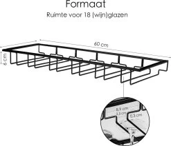 Porte-verres à Verres à Vin Suspendu - Zwart - 18 Verres - 6 Rangées - Porte-verre à Vin 15 Porte-verres à Verres à Vin Suspendu - Zwart - 18 Verres - 6 Rangées - Porte-verre à Vin -Dégustation Délicate 1200x1031 1
