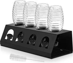 KINGDOWAY Porte-bouteilles - Porte-bouteilles - Porte-bouteilles - Avec Tapis Anti-goutte Et Goupillon - Pour Bouteilles Duo, Crystal, Easy, Fuse, E-mail Soda Stream - Zwart