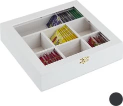 Boîte à Thé Relaxdays Bois - Boîte à Thé 7 Compartiments - Magasin De Thé - Boîte à Thé - Boîte à Thé - Boîte Blanche -Dégustation Délicate 1200x1036