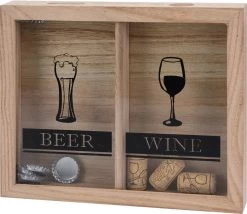 Compteur Porte-bouchon En Liège Et Bière - Bois - 25x21x4cm - Liège - Vin - Bière - Fixation Murale