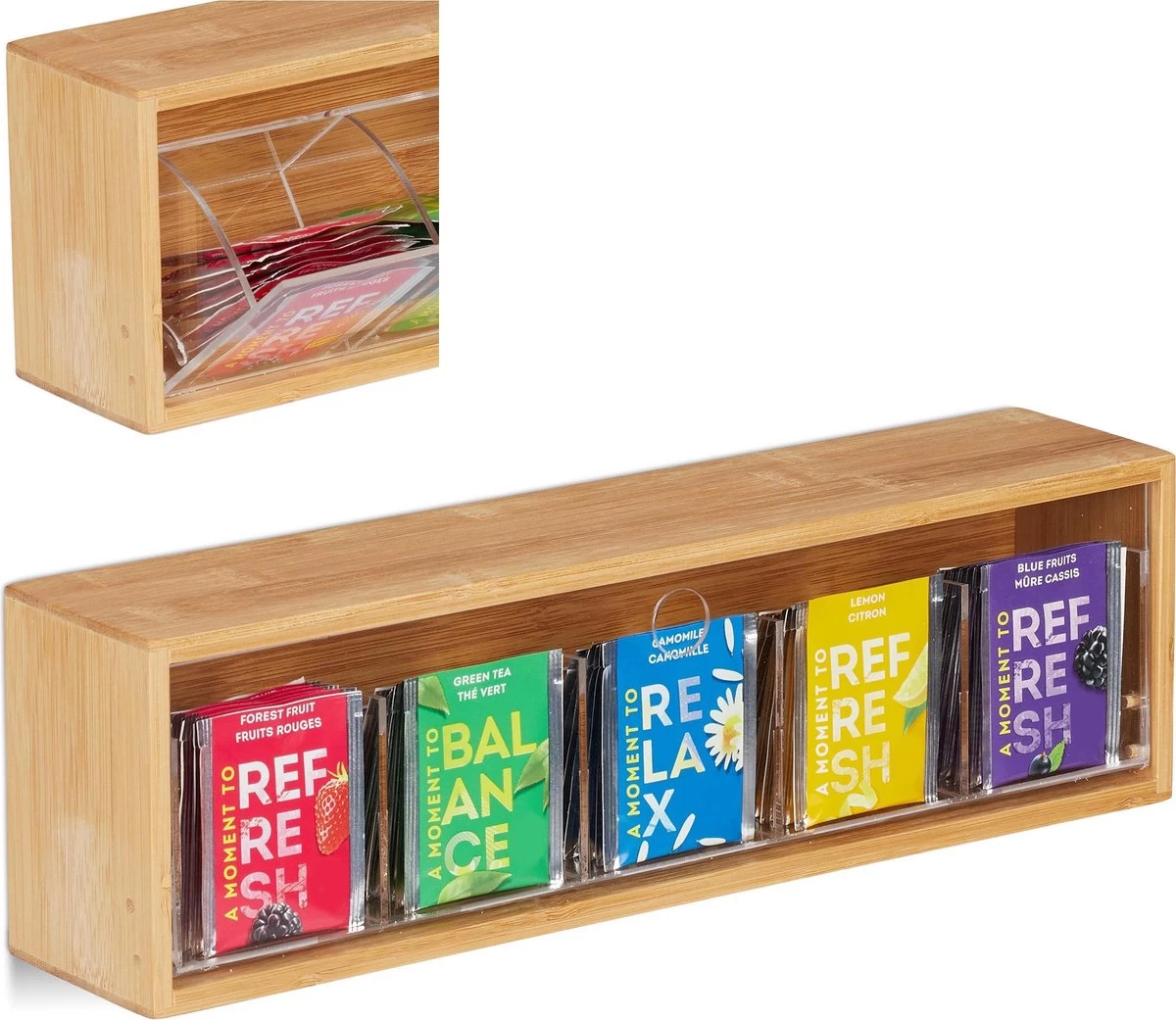 Boîte à Thé Relaxdays 5 Compartiments - Coffre à Thé - Support Pour Sachets De Thé - Bambou - Pour Env.10 Sachets De Thé 3 Boîte à Thé Relaxdays 5 Compartiments - Coffre à Thé - Support Pour Sachets De Thé - Bambou - Pour Env.10 Sachets De Thé