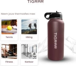Tigrar - Bouteille D'eau Avec Paille - Gourde 1 Litre - Bouteille Thermos - Acier Inoxydable - Avec Bouchon Supplémentaire Et 3 Pailles 18 Tigrar - Bouteille D'eau Avec Paille - Gourde 1 Litre - Bouteille Thermos - Acier Inoxydable - Avec Bouchon Supplémentaire Et 3 Pailles -Dégustation Délicate 1200x1044 3