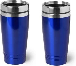 2x Pièces Garder Au Chaud Tasse / Garder Au Chaud Bleu Métallique 450 Ml - Tasse Isolante En Acier Inoxydable / Tasses Thermos Tasses De Voyage