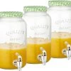 Set De 3x Distributeurs De Boissons En Verre / Robinet De Limonade Avec Bouchon à Carreaux Vert / Blanc 3,5 Litres - Tap -Dégustation Délicate 1200x1050 4