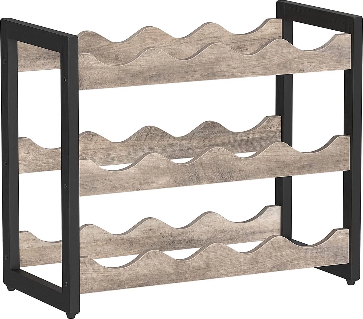 LIVINGSIGNS Casier à Vin, Porte-bouteilles Avec 3 étagères, Jusqu'à 12 Bouteilles, Porte-bouteilles En Bambou, Pour Cuisine, Bar, Salle à Manger, Salon, Grège-noir 3 LIVINGSIGNS Casier à Vin, Porte-bouteilles Avec 3 étagères, Jusqu'à 12 Bouteilles, Porte-bouteilles En Bambou, Pour Cuisine, Bar, Salle à Manger, Salon, Grège-noir