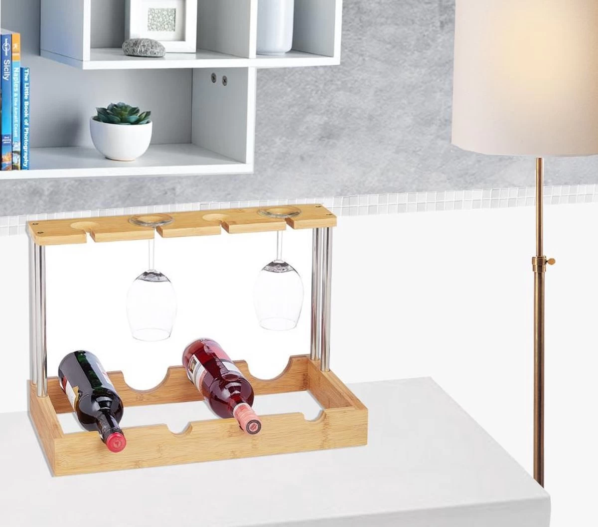 Life Deals® Casier à Vin En Bambou Pour 4 Bouteilles Et Verres à Vin - Porte-bouteille Debout - Bois Vierge - Porte-vin En Bois 8 Life Deals® Casier à Vin En Bambou Pour 4 Bouteilles Et Verres à Vin - Porte-bouteille Debout - Bois Vierge - Porte-vin En Bois – Image 6
