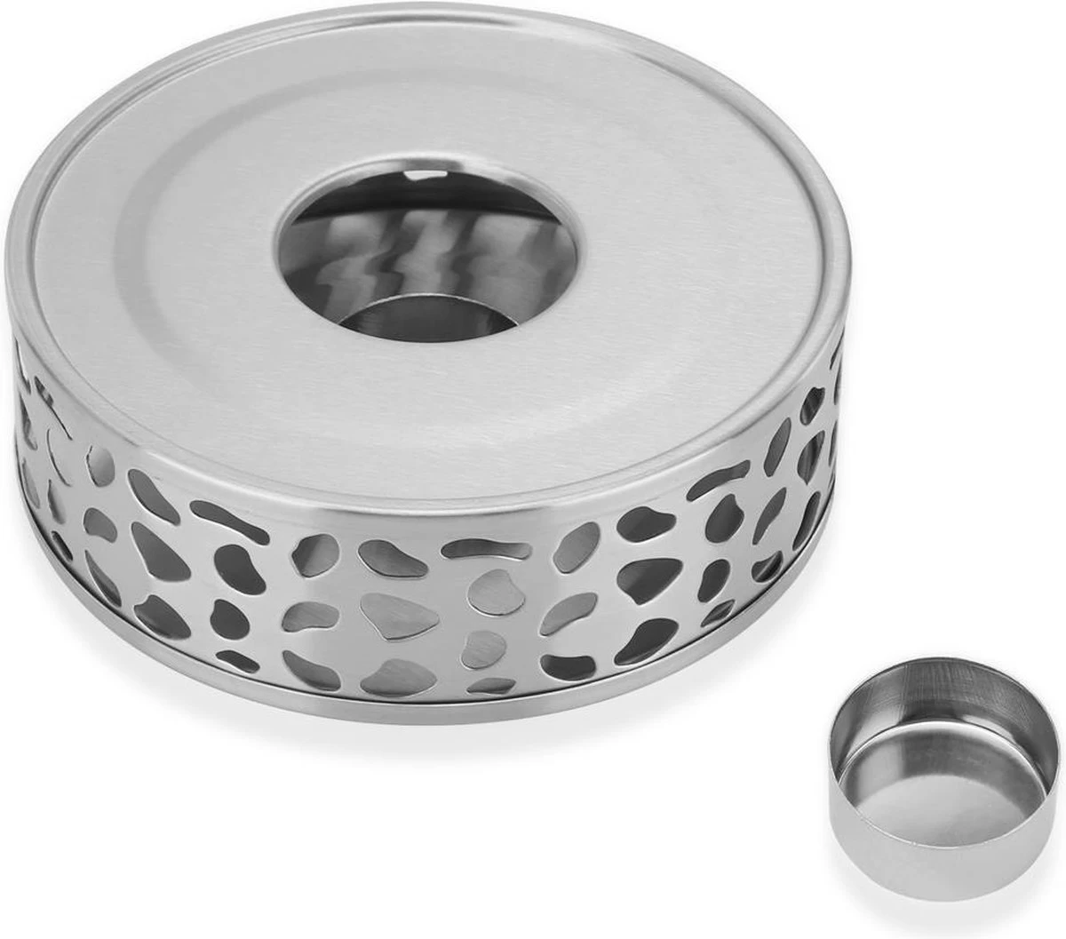 INTIRILIFE Chauffe-théière En Argent - Théière En Acier Inoxydable Avec Motif Pour Théières Résistantes à La Chaleur - Chauffe-thé En Acier Inoxydable Pour Café, Thé Et Bien Plus Encore. 3 INTIRILIFE Chauffe-théière En Argent - Théière En Acier Inoxydable Avec Motif Pour Théières Résistantes à La Chaleur - Chauffe-thé En Acier Inoxydable Pour Café, Thé Et Bien Plus Encore.