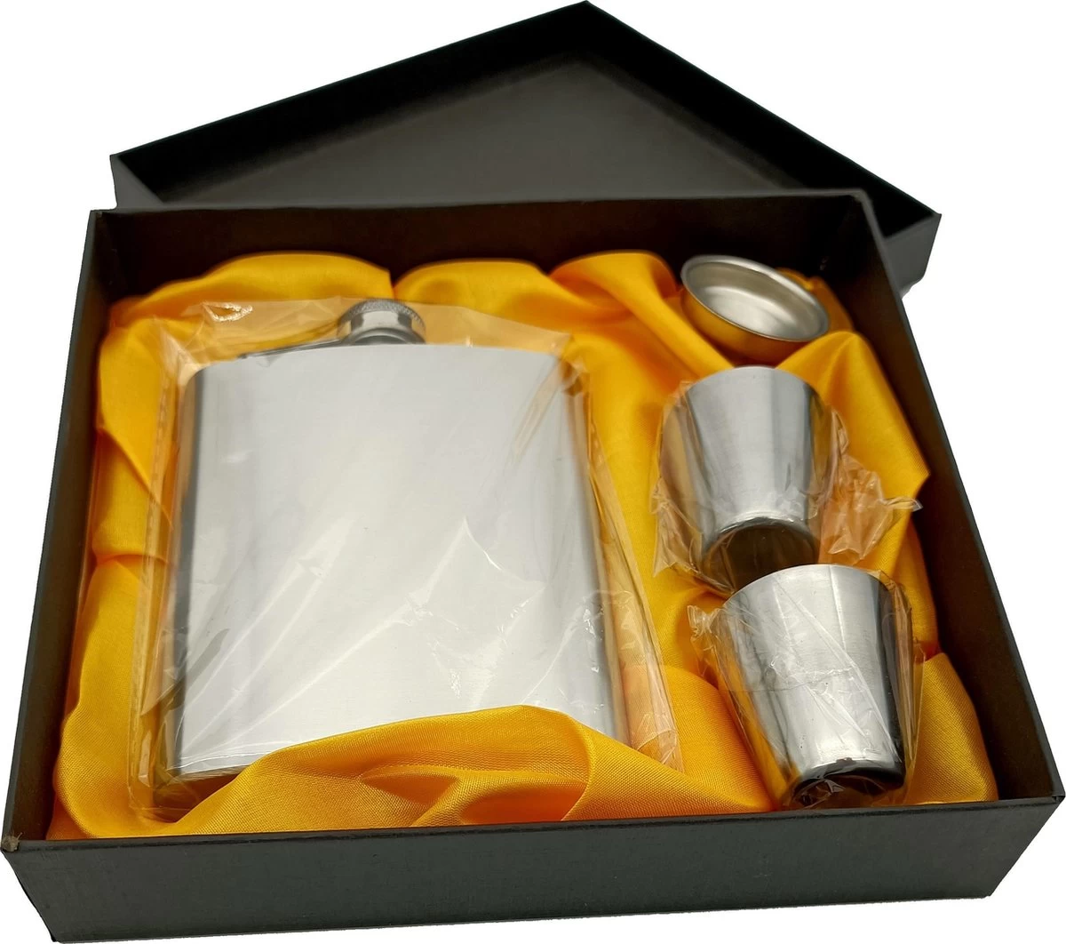 Flacon De Hanche En Acier Inoxydable Personnalisé - Cadeau - Bouteille De Boisson - Bouteille De Poche - Bouteille En Acier Inoxydable - Bouteille De Poche - Incl. Entonnoir Et Tasses