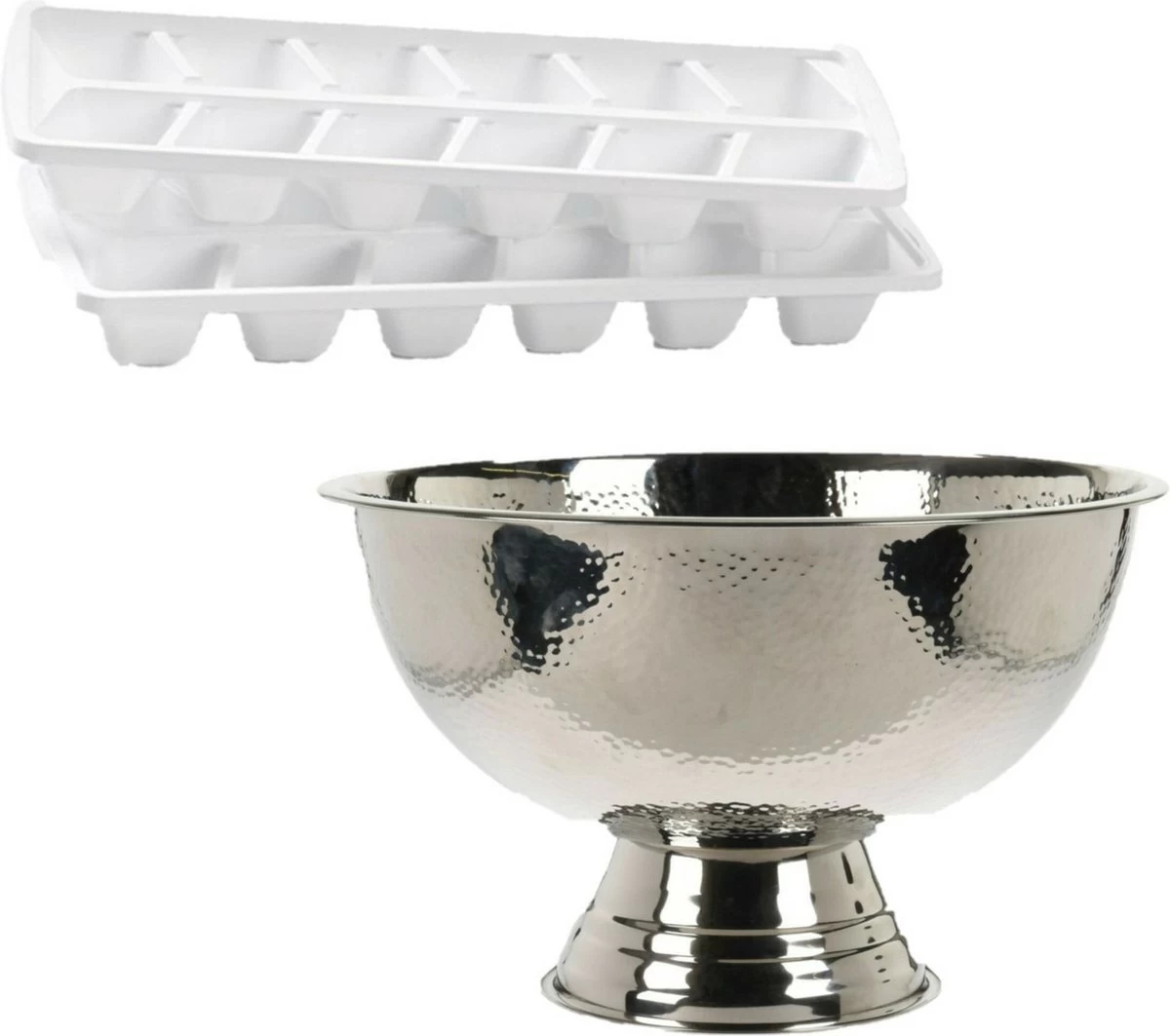 Seau à Champagne/plat De Luxe Sur Pied - Acier Inoxydable - Avec 4x Morceaux De Moules à Glaçons 3 Seau à Champagne/plat De Luxe Sur Pied - Acier Inoxydable - Avec 4x Morceaux De Moules à Glaçons