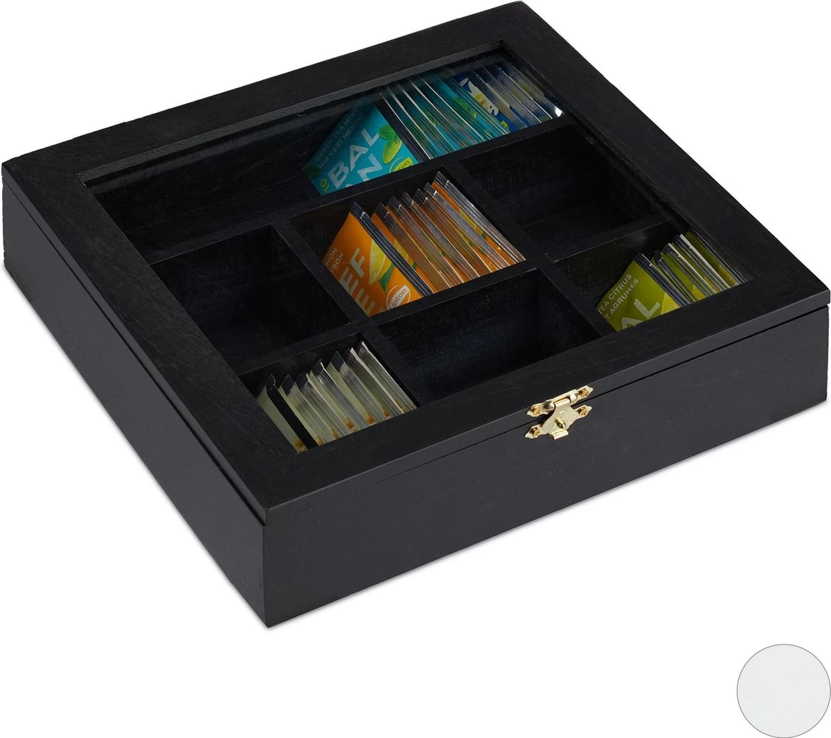 Boîte à Thé Relaxdays Bois - Boîte à Thé 7 Compartiments - Magasin De Thé - Boîte à Thé - Boîte à Thé - Boîte Noire 7 Boîte à Thé Relaxdays Bois - Boîte à Thé 7 Compartiments - Magasin De Thé - Boîte à Thé - Boîte à Thé - Boîte Noire – Image 5