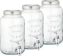 Set De 3 X Distributeurs De Boissons En Verre / Robinet à Limonade 3,5 Litres - Robinet