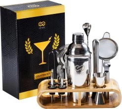 Ensemble De Cocktails Infinity Goods - Ensemble De Shaker à Cocktail En Acier Inoxydable De 15 Pièces - Set Cadeau De Luxe - Recettes Incluses - Acier Inoxydable