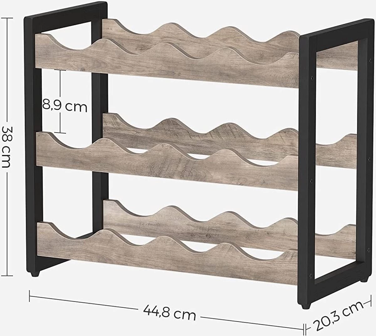 LIVINGSIGNS Casier à Vin, Porte-bouteilles Avec 3 étagères, Jusqu'à 12 Bouteilles, Porte-bouteilles En Bambou, Pour Cuisine, Bar, Salle à Manger, Salon, Grège-noir 5 LIVINGSIGNS Casier à Vin, Porte-bouteilles Avec 3 étagères, Jusqu'à 12 Bouteilles, Porte-bouteilles En Bambou, Pour Cuisine, Bar, Salle à Manger, Salon, Grège-noir – Image 3