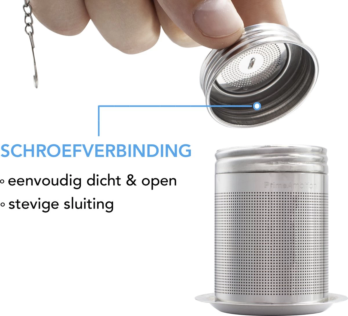 PrimeAmbition - Passoire à Thé 2 Pièces Et Embout à Thé Pour Thee En Vrac - Filtre Extra Fin - Ensemble D'infuseur à Thee Avec Soucoupe Pour Sachets De Thé 5 PrimeAmbition - Passoire à Thé 2 Pièces Et Embout à Thé Pour Thee En Vrac - Filtre Extra Fin - Ensemble D'infuseur à Thee Avec Soucoupe Pour Sachets De Thé – Image 3