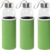 Bouteille D'eau / Gourde En Verre 3x Pieces Avec Housse De Protection Softshell Verte 520 Ml - Bouteille De Sport - Bouteille De Sport -Dégustation Délicate 1200x1092 4