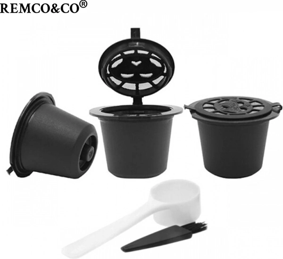 Filtre à Capsules De Café TDR Cup-4 Filtre à Capsules Rechargeable Avec Cuillère Et Brosse Pour Machines à Café DOLCE GUSTO - Noir 3 Filtre à Capsules De Café TDR Cup-4 Filtre à Capsules Rechargeable Avec Cuillère Et Brosse Pour Machines à Café DOLCE GUSTO - Noir