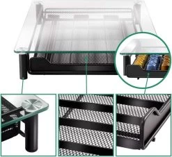 Verres Capsule En Verre Avec Plateau - Convient Pour 60 Tasses Nespresso - Tablette à Café Expresso Et Porte-gobelet - Glas Et Acier Inoxydable - Zwart -Dégustation Délicate 1200x1099