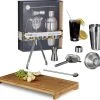 Ensemble De Bar Relaxdays 6 Pièces, Grand Ensemble à Cocktail En Acier Inoxydable, Planche à Découper En Bambou, Shaker à Cocktail -Dégustation Délicate 1200x1100