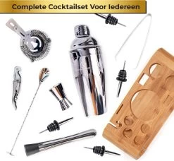 Cocktail Set Premium - Cocktail Set 12 Pièces Avec Bamboe Standard - Cocktail Shaker 750ml - Argent - Coffret Cadeau Luxe -Dégustation Délicate 1200x1106 2