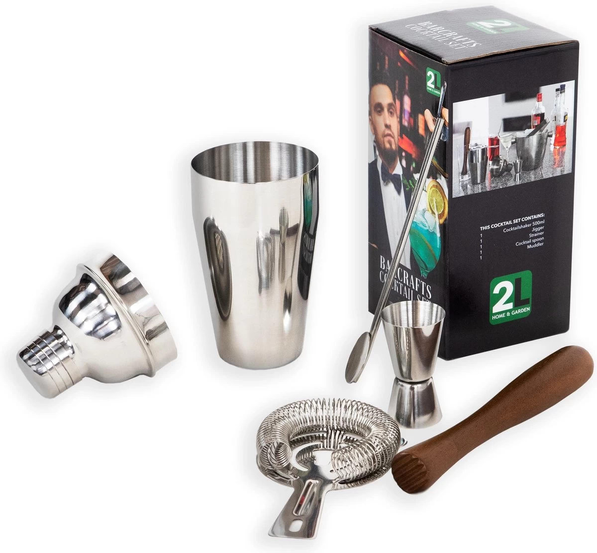 BARcrafts Cocktail Shaker Set - Set Cocktail - 5 Pièces - Acier Inoxydable 5 BARcrafts Cocktail Shaker Set - Set Cocktail - 5 Pièces - Acier Inoxydable – Image 3