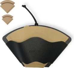 Porte-filtre à Café Keufens | Zwart - Porte-filtre à Café - Convient à Tous Les Filtres à Café - 75 Filtres - Porte-filtre à Café Mural - Cuir Artificiel - Porte-filtre à Café