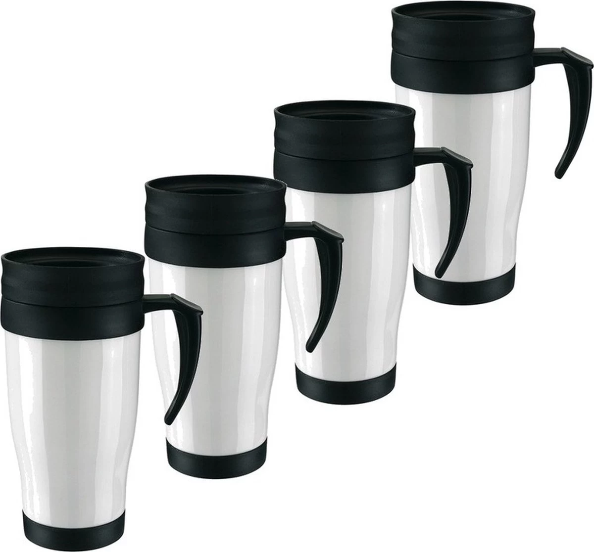 4x Tasse Thermos / Tasse Chauffante Blanc / Noir 400 Ml - Tasses à Café / Thé Thermo Double Paroi Avec Bouchon à Vis 3 4x Tasse Thermos / Tasse Chauffante Blanc / Noir 400 Ml - Tasses à Café / Thé Thermo Double Paroi Avec Bouchon à Vis