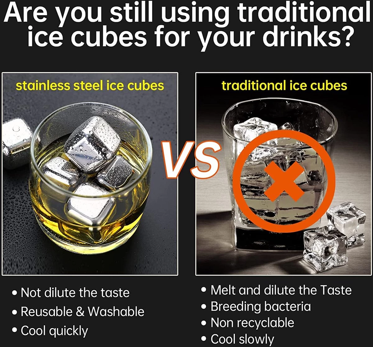 Ensemble De Pierres à Whisky Set En Acier Inoxydable - Pierres à Whisky 9 Pièces Avec Pinces à Glace - Glaçons Réutilisables - Glaçons En Métal Réutilisables 6 Ensemble De Pierres à Whisky Set En Acier Inoxydable - Pierres à Whisky 9 Pièces Avec Pinces à Glace - Glaçons Réutilisables - Glaçons En Métal Réutilisables – Image 4