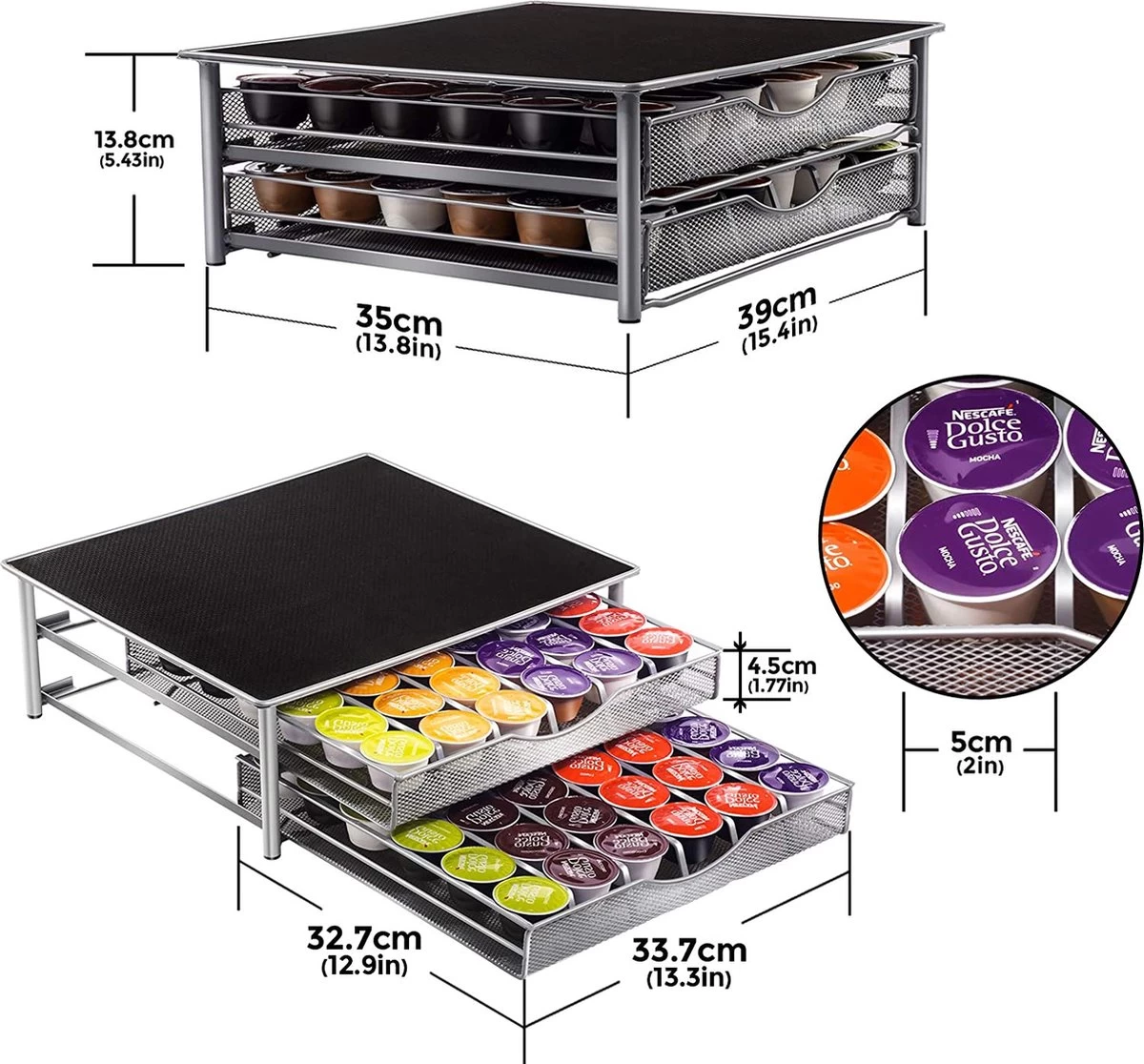 Porte-capsules Masthome Café Avec Tiroir Pour Capsules Dolce Gusto, Pour 72 Dosettes De Café, 1 Chiffon De Nettoyage Inclus 5 Porte-capsules Masthome Café Avec Tiroir Pour Capsules Dolce Gusto, Pour 72 Dosettes De Café, 1 Chiffon De Nettoyage Inclus – Image 3