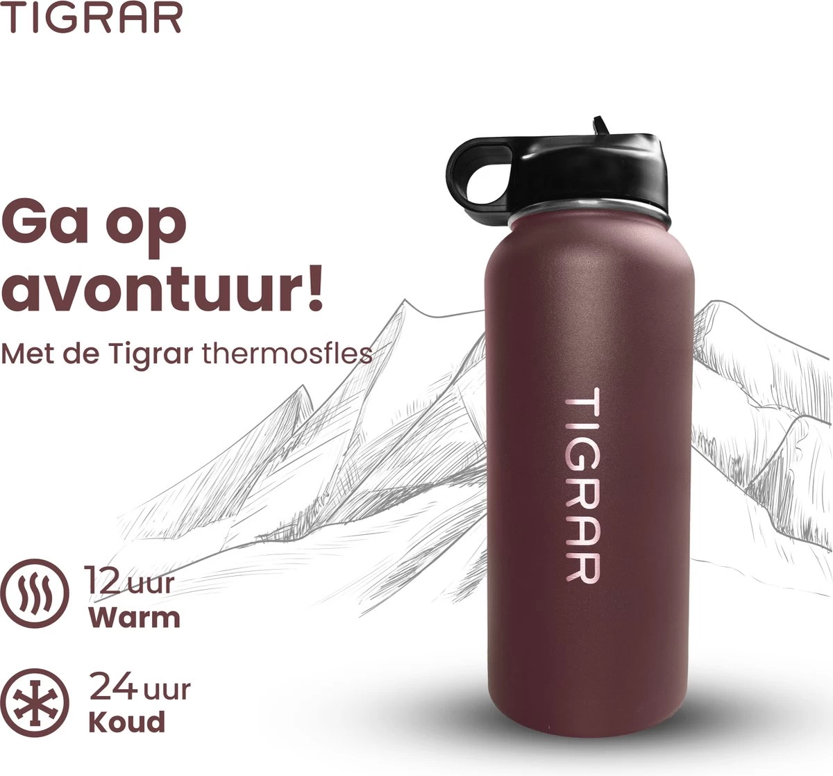 Tigrar - Bouteille D'eau Avec Paille - Gourde 1 Litre - Bouteille Thermos - Acier Inoxydable - Avec Bouchon Supplémentaire Et 3 Pailles 10 Tigrar - Bouteille D'eau Avec Paille - Gourde 1 Litre - Bouteille Thermos - Acier Inoxydable - Avec Bouchon Supplémentaire Et 3 Pailles – Image 8