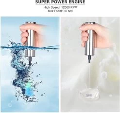 TDR - Mousseur à Lait électrique - Acier Inoxydable - Fonctionne Sur Batterie - Avec Brosse De Nettoyage -Dégustation Délicate 1200x1127 1