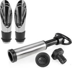 Pompe à Vide Pour Bouteilles De Vin Cuisine Elegance Avec 2 Bouchons Et 2 Becs Verseurs