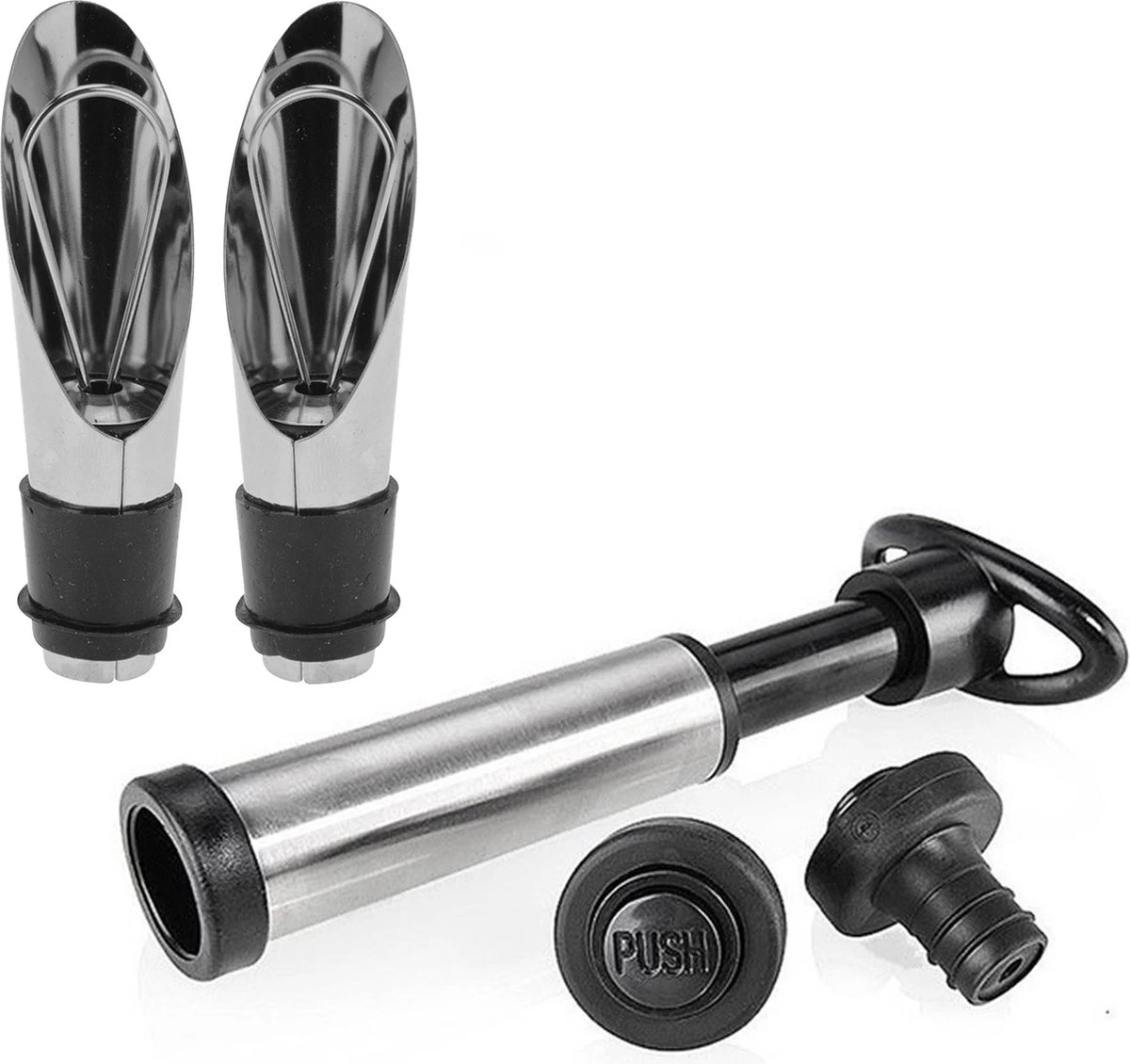 Pompe à Vide Pour Bouteilles De Vin Cuisine Elegance Avec 2 Bouchons Et 2 Becs Verseurs 3 Pompe à Vide Pour Bouteilles De Vin Cuisine Elegance Avec 2 Bouchons Et 2 Becs Verseurs