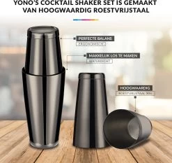 YONO Cocktail Shaker Set - Cocktail Shaker 600ml Avec Tasse à Mesurer Jigger Passoire Becs Verseurs Agitateur Et Pilon - Noir 11 YONO Cocktail Shaker Set - Cocktail Shaker 600ml Avec Tasse à Mesurer Jigger Passoire Becs Verseurs Agitateur Et Pilon - Noir -Dégustation Délicate 1200x1133 2