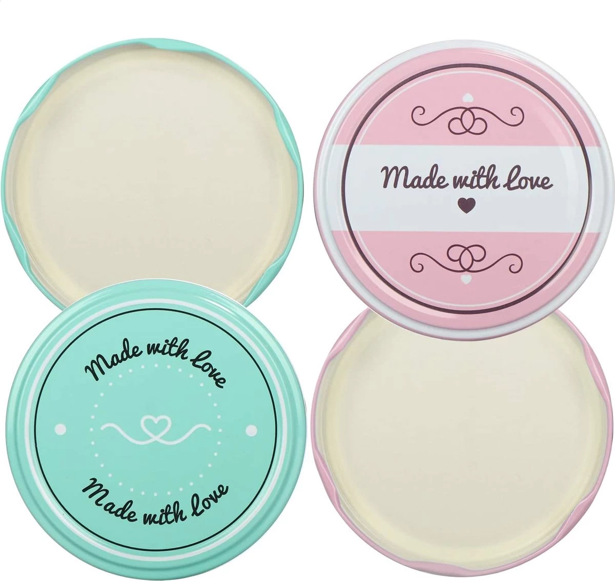 COM-FOUR® 12x Bocaux Mason Avec Bouchon à Vis "Made With Love" En Vert Et Rose - TOT Ø 82 Mm - Jusqu'à Environ 330 Ml 6 COM-FOUR® 12x Bocaux Mason Avec Bouchon à Vis "Made With Love" En Vert Et Rose - TOT Ø 82 Mm - Jusqu'à Environ 330 Ml – Image 4