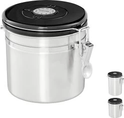 Récipient De Stockage Relaxdays Café - Boîte à Café - Hermétique - Récipient à Café - Argent - Métal Petit