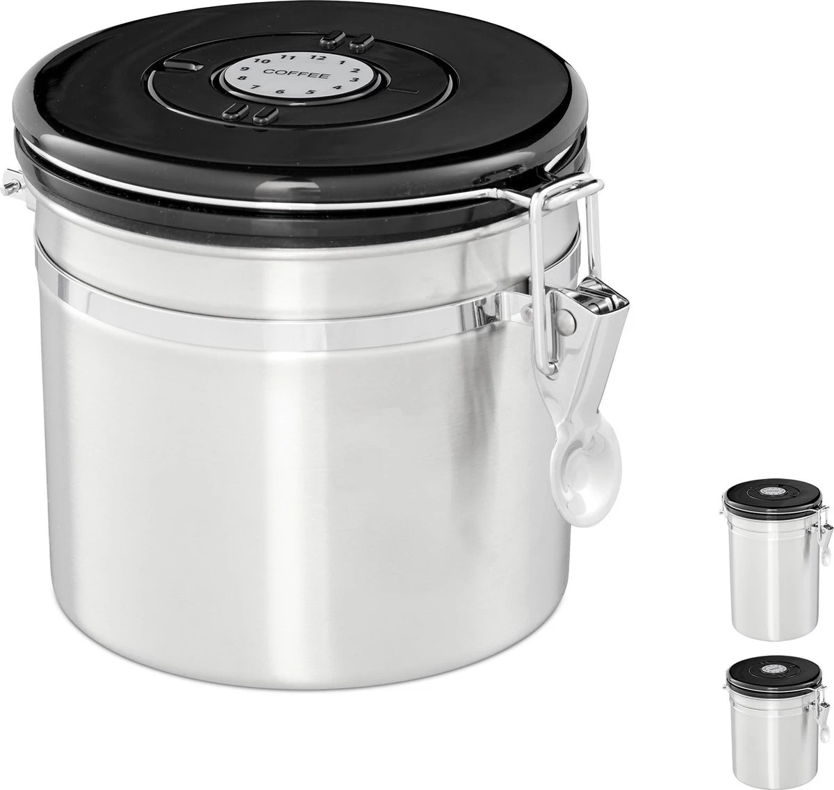 Récipient De Stockage Relaxdays Café - Boîte à Café - Hermétique - Récipient à Café - Argent - Métal Petit 3 Récipient De Stockage Relaxdays Café - Boîte à Café - Hermétique - Récipient à Café - Argent - Métal Petit