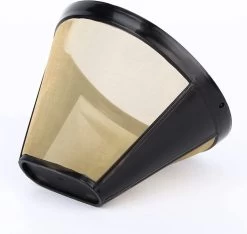 Filtres à Café Permanents TAIZER 3 Pièces Réutilisables En Acier Inoxydable Doré Filtre Kegel Style Maille Panier Tasse Utilisé Pour La Filtration Du Thee