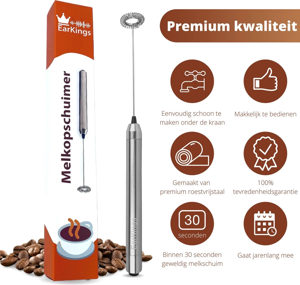 Mousseur à Lait Pour Café Perfect Moussé Au Lait - Mousseur à Lait électrique - Mousseur à Lait En Acier Inoxydable - EarKings à Lait Manuel EarKings 6 Mousseur à Lait Pour Café Perfect Moussé Au Lait - Mousseur à Lait électrique - Mousseur à Lait En Acier Inoxydable - EarKings à Lait Manuel EarKings – Image 4