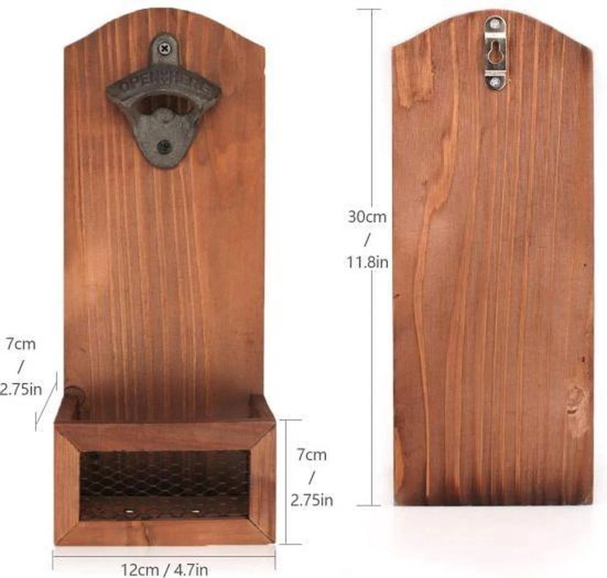 Maxium - Ouvre-bière Mural Avec Récipient - Ouvre-bouteille - Ouvre-bière - Ouvre-bière - Mur - Ouvre-bouteille - Bois 4 Maxium - Ouvre-bière Mural Avec Récipient - Ouvre-bouteille - Ouvre-bière - Ouvre-bière - Mur - Ouvre-bouteille - Bois – Image 2