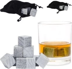 Relaxdays 18 X Pierres De Whisky, Pierres De Whisky, Gris, Glaçons, Insipide, Sac à Poussière