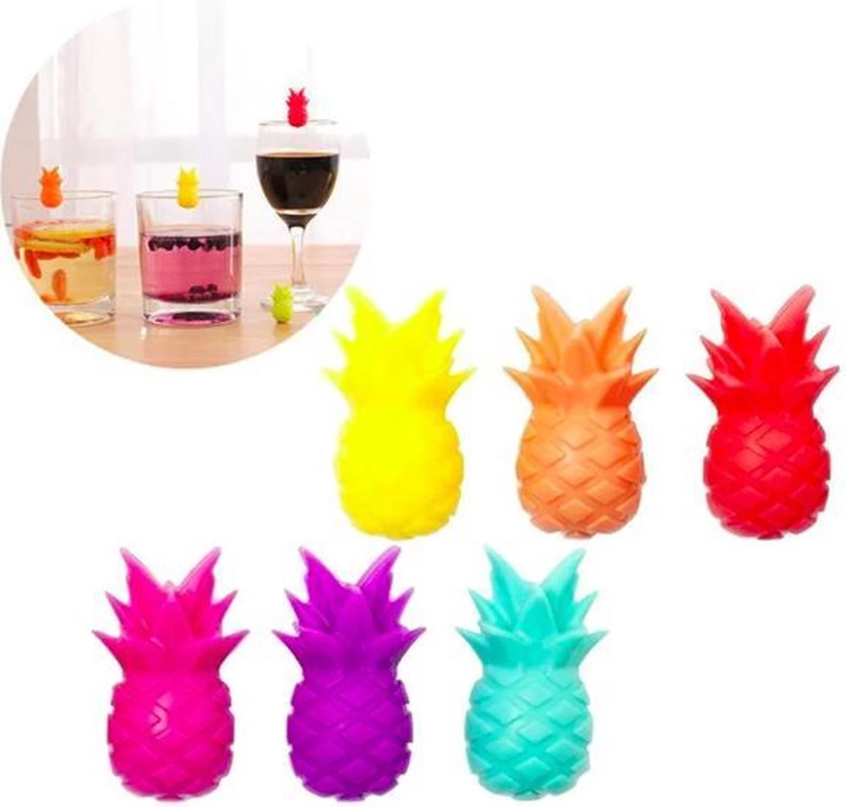 ProductGoods - 6x Verre Marqueurs De Verre Ananas - Décoration En Verre - Glas Marker - Glas Décoration - Décoration - Étiquette Your Glas - Ananas 3 ProductGoods - 6x Verre Marqueurs De Verre Ananas - Décoration En Verre - Glas Marker - Glas Décoration - Décoration - Étiquette Your Glas - Ananas