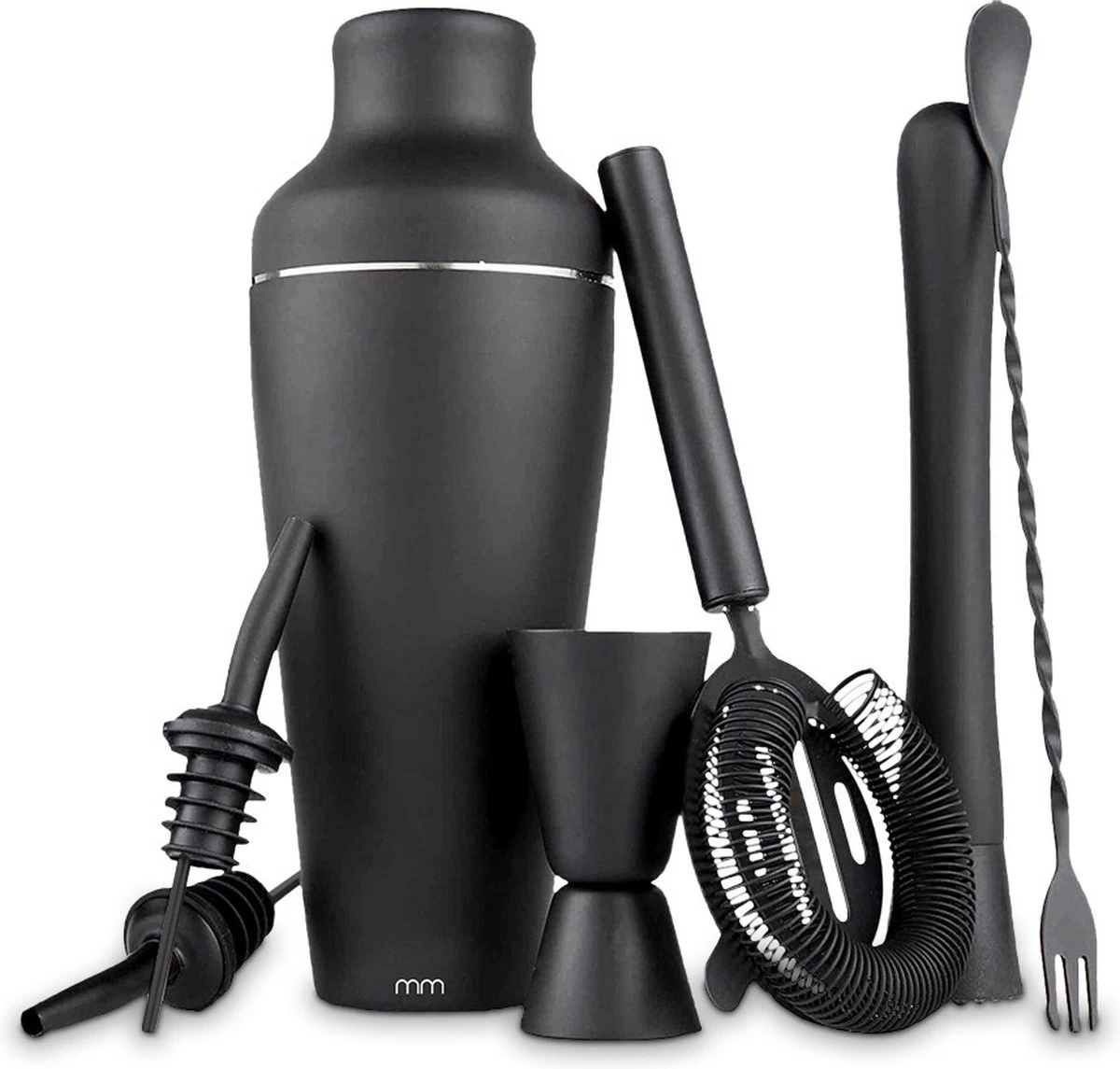 MikaMax Cocktail Shaker Set - 8 Pièces Noir Set Cocktail - Coffret Cadeau De Luxe - Y Compris Livre De Recettes - 700ml - Matt Zwart 9 MikaMax Cocktail Shaker Set - 8 Pièces Noir Set Cocktail - Coffret Cadeau De Luxe - Y Compris Livre De Recettes - 700ml - Matt Zwart – Image 7