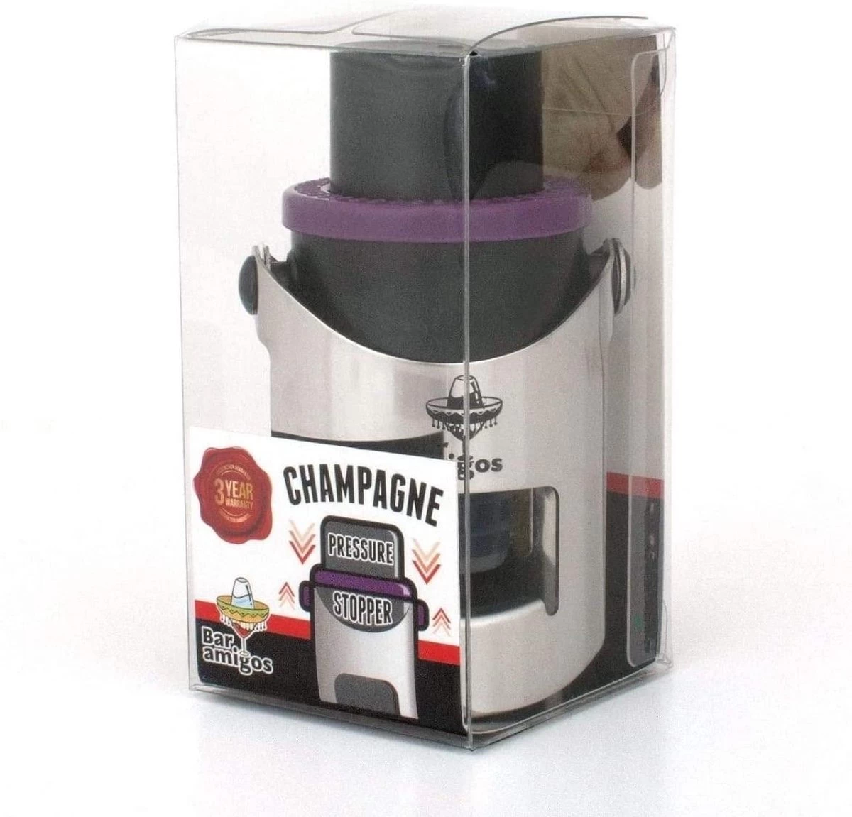 Bar Amigos Champagne Prosecco Bouchon Pressoir à Vin Pétillant - Violet 8 Bar Amigos Champagne Prosecco Bouchon Pressoir à Vin Pétillant - Violet – Image 6