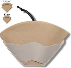 Porte-filtre à Café Keufens | Crème - Porte-filtre à Café - Convient à Tout Filtre à Café - 75 Filtres - Porte-filtre à Café Mural - Cuir Artificiel - Porte-filtre à Café