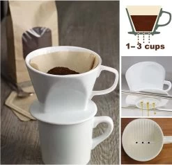 Filtre à Café En Porcelaine, Taille 2 (102) Tasses, Filtre à Main, Filtre à Café, Filtre Permanent Pour 2 à 3 Tasses, Blanc Crème, Filtre à Café Permanent -Dégustation Délicate 1200x1154